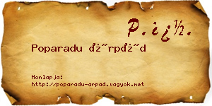 Poparadu Árpád névjegykártya